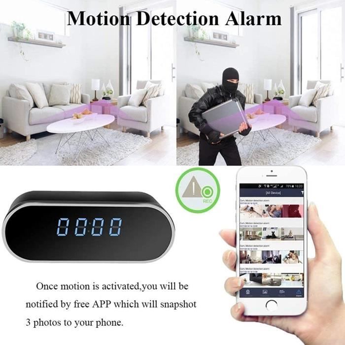 Caméra Cachée Wifi 2.4/5Ghz Dans Un Réveil - HD 1080P, Vision Nocturne, Détection De Mouvement, Application à Distance - 7
