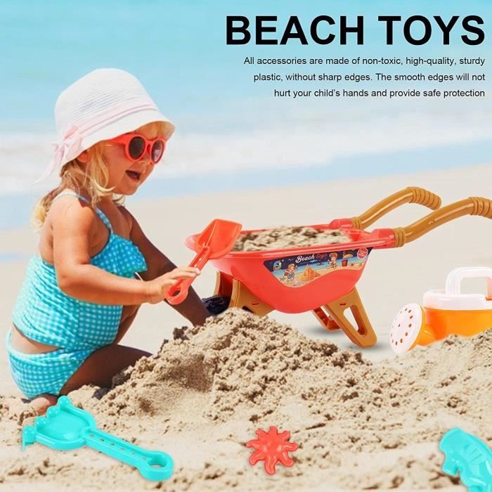 Lot De 6 Jouets De Plage Colorés – Seau, Pelle, Moules Animaux – Sac Filet Inclus – Idéal Pour Sable Et Piscine