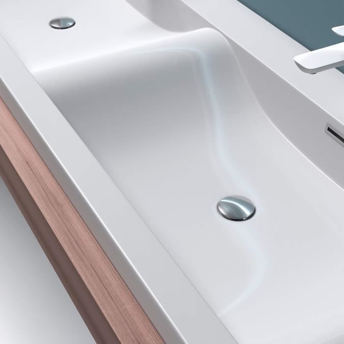 Mai & Mai Lavabo salle de bains vasque blanc 80x46x11cm lave mains  rectangulaire perçage pour 1 robinet lavabo avec bonde et cache bonde à  poser/à suspendre Col19-800 - Installations salles de bain 