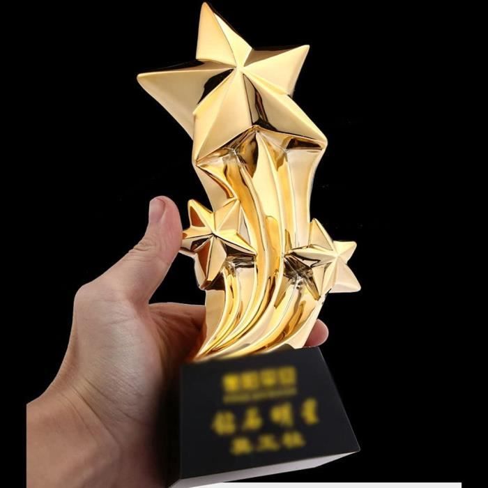 Trophée en résine créative trophée plaqué or sur mesure étoile brillante  entreprise de métal réunion annuelle trophée du personnel - Cdiscount
