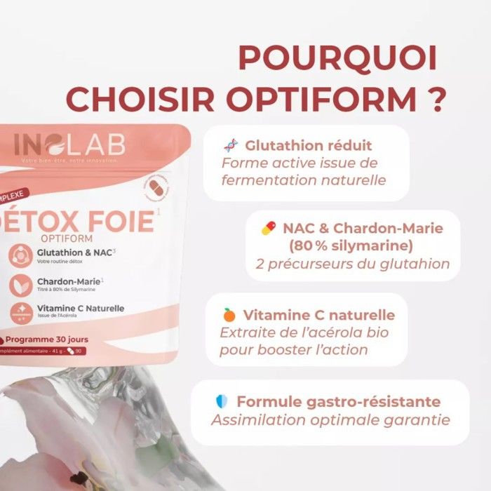précurseur du glutathion DETOX FOIE - L-Glutathion & précurseurs détox - OptiForm - Inolab -  Cdiscount Santé