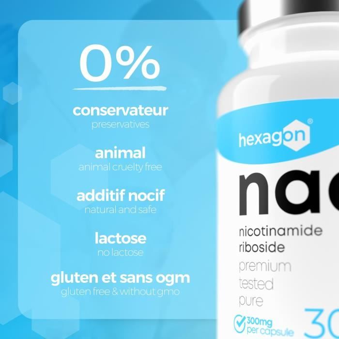 NAD+ Nicotinamide Riboside Chloride 300mg - Cure 1 Mois Booster NAD - Neuf