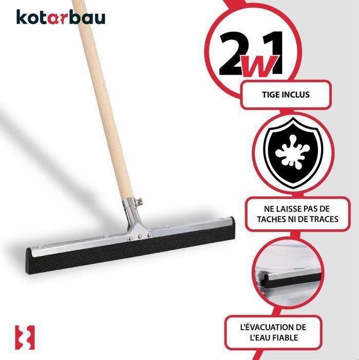 Raclette De Sol Avec Long Manche Télescopique De 140 Cm, Balai D'essuie-glace En Caoutchouc Robuste De 45,7 Cm Pour Béton, Carrelage De Salle De Bain, Garage, Terrasse