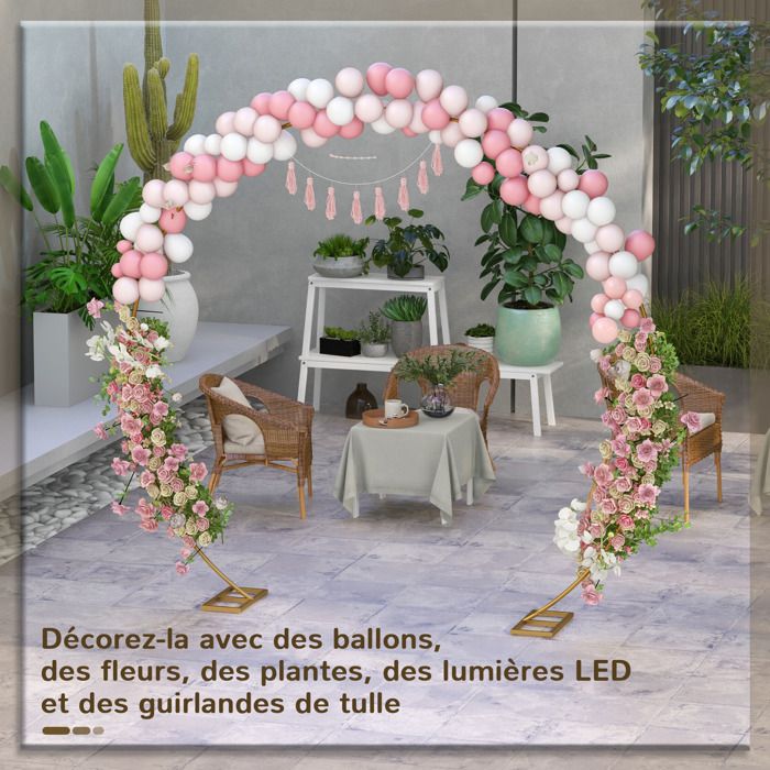 Outsunny Arche à Rosiers Style Fer Forgé – 120 X 30 X 226 Cm – Métal Époxy Noir Vieilli Cuivré – Idéale Plantes Grimpantes Jardin & Terrasse