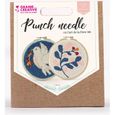 Kit de broderie Punch needle diptyque oiseau et feuille 15 cm - Multicolore-0