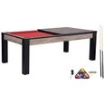 Billard Connecticut 213 cm industriel tapis rouge convertible table salle manger - Noir-0