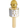 MAX KM01 - Microphone Karaoké micro sans fil Bluetooth – Doré, haut-parleur intégré, micro modificateur de voix et écho-0