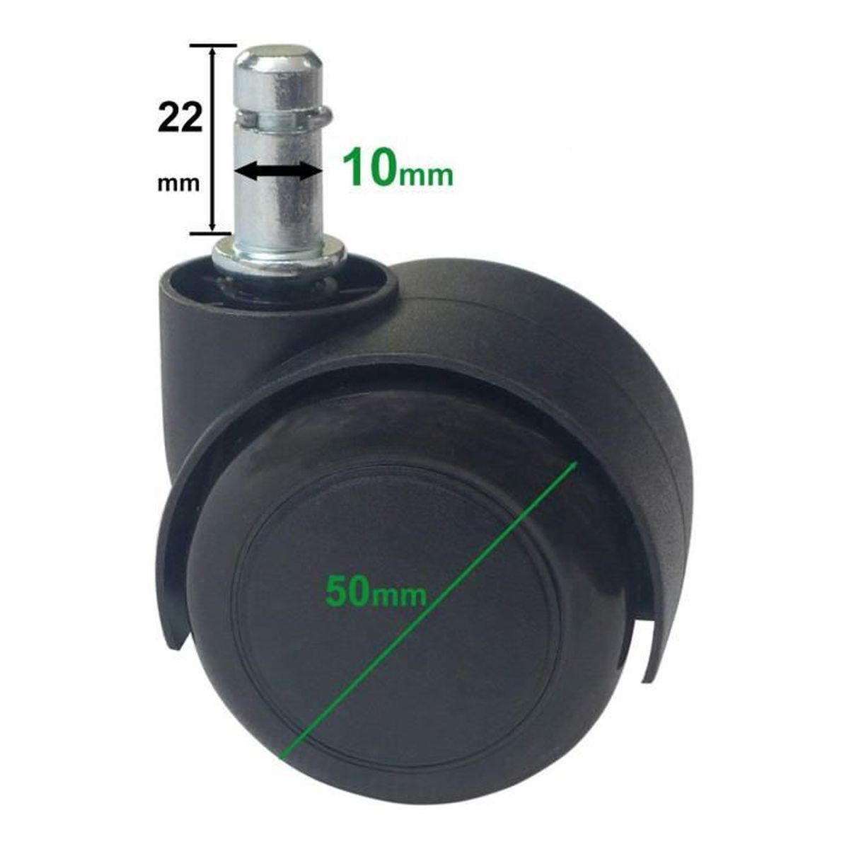 Mysit Ikea Roulettes 10 mm Stem Lot de 5, Heavy Duty en caoutchouc Chaise de bureau Roulette de