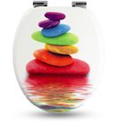 Abattant WC - SANFINO - Rainbow Stone - Bois MDF - Frein de chute - Antibactérien