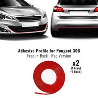 Profil Adhésif Antérieur + Postérieur pour Peugeot 308 Voiture, Rouge