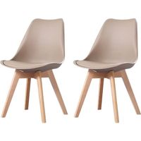 Clara - Lot de 2 chaises scandinave - Taupe - pieds en bois massif design salle à manger salon chambre - 49 x 58 x 82 cm