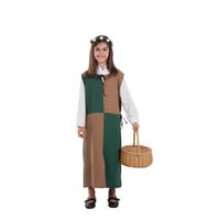 Tunique ou costume médiéval marron et vert pour fille