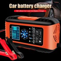 Chargeur batterie voiture Intelligent 12V 10A /24V 5A,7 Étapes de Chargeur Batterie Mainteneur et Automatique Réparation Fonction