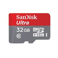 SanDisk Ultra Android MicroSDHC 32 Go Carte Mémoire + Adaptateur SD jusqu'à 80 Mo/s, Classe 10