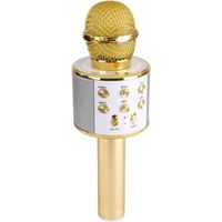 MAX KM01 - Microphone Karaoké micro sans fil Bluetooth – Doré, haut-parleur intégré, micro modificateur de voix et écho
