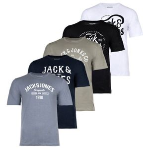 JACK & JONES T-Shirt Homme Col Rond 100% Coton - Coupe Normale Confortable