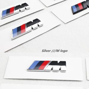 INSIGNE MARQUE AUTO 2 pcs Argent M Performance logo emblème badge BMW 