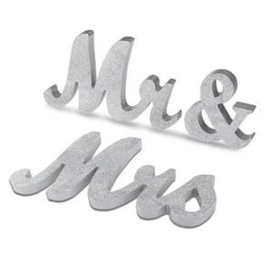 Mdf bois Mr & Mrs suspendus Plaque Signe Craft forme Blanc Mr & Mrs avec coeurs 