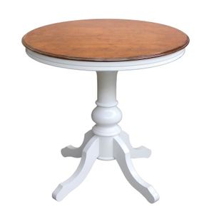 TABLE BASSE Table basse ronde en bois - Laquée blanche et plat