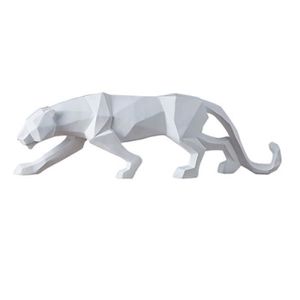 CCWDRZ Statue-Moderne Abstrait Noir Sculpture de panth/ère g/éom/étrique r/ésine Statue de l/éopard Faune d/écor Cadeau Artisanat Ornement Accessoires Blanc