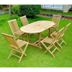 Ensemble table et chaise de jardin Salon de jardin - 6 personnes - KAJANG - Concept U