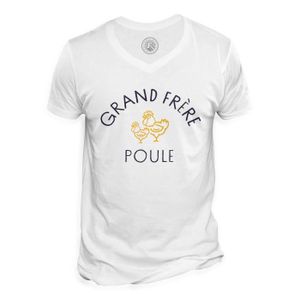 T-SHIRT T-shirt Homme Col V Grand Frère Poule Famille Mign