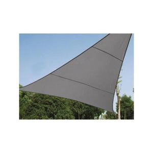 VOILE D'OMBRAGE Voile solaire perméable - triangle - PEREL - 5 x 5 x 5 m - Gris anthracite - Protection anti-UV - 180 g/m²