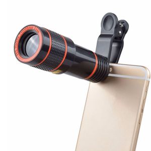 2 PCS 12X Téléphoto Télescope Caméra Zoom Objectif Externe de Téléphone  Portable (Noir)