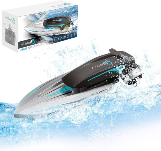 Bateau Télécommandé RC Avec LED, 20 Km/h, 360° Flip, Étanche – Piscine & Lac