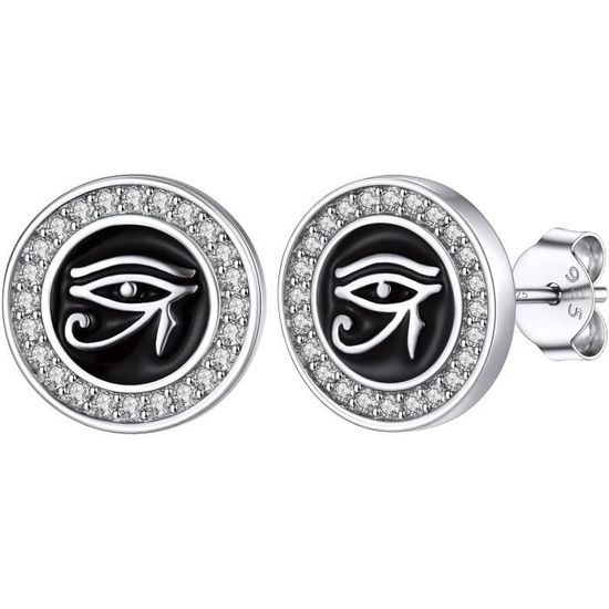 Boucles D’Oreilles Tête De Mort Homme – Clous Créoles Gothique Punk Biker Acier Inoxydable Or/Noir