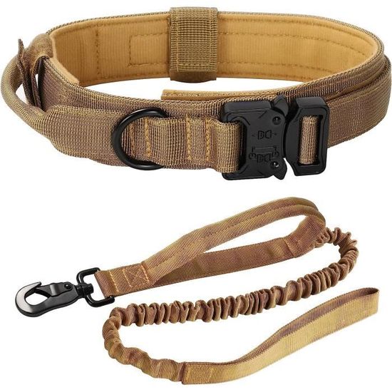 Collier Chien Tactique Avec Poignée – Nylon Réglable, Boucle Métal, Pour Chien Moyen/grand (taille XL)