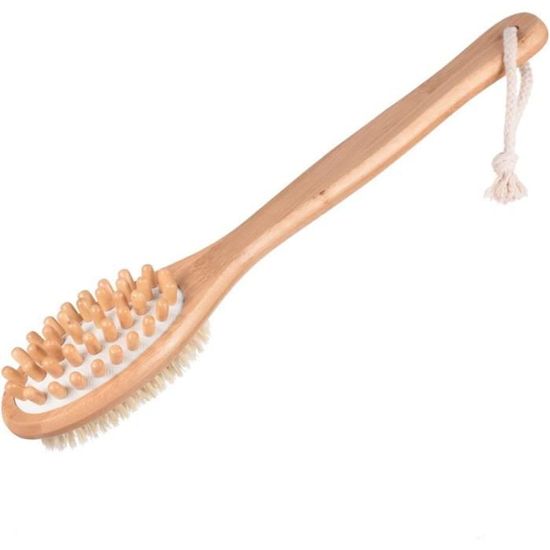 Brosse De Bain Avec Manche En Bois - Accessoire Douche Neuf - Pour Gommage Et Massage