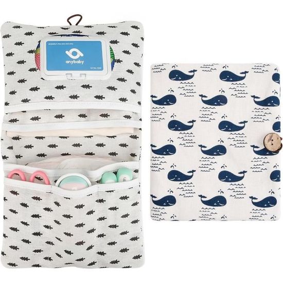 Esoes Organisateur Sac à Langer Bébé En Feutre Gris - Avec Bavoir Et Compartiments - Rangement Couches Et Jouets