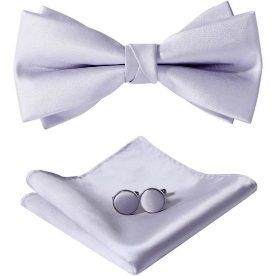 Enlision Noeud Papillon Homme Pré-noué Avec Boutons De Manchette Et Carré De Poche - Ensemble Mariage