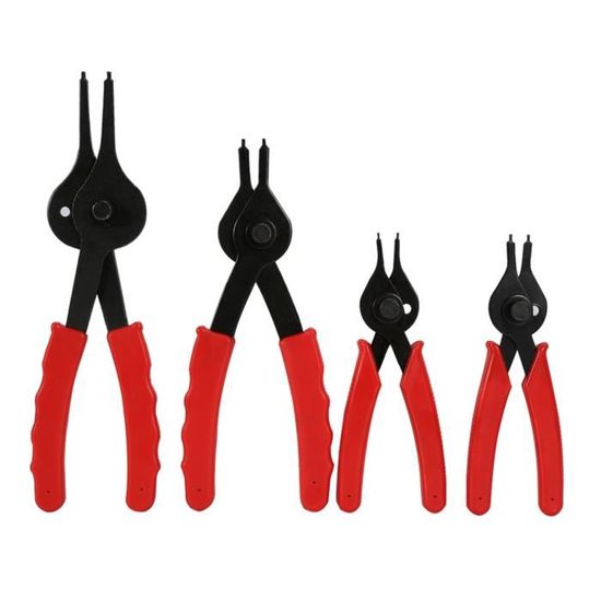 Pince à Circlip 4 En 1 - Interne/Externe Avec 4 Mâchoires Interchangeables, 12.7cm, Rouge