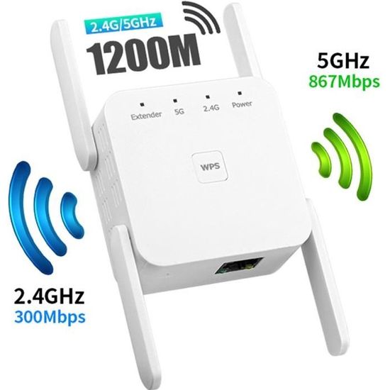 Répéteur WiFi Puissant-Amplificateur WiFi jusqu'à 1292sq ft, WiFi Extender  sans Fil 1200Mbps Dual Bande 2,4 et 5GHz avec Port Ethernet, Mode AP :  : Informatique