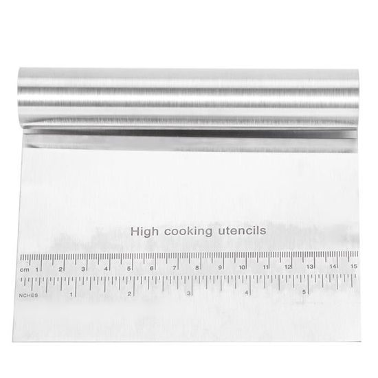 Lot De 4 Cartes à Pâte En Inox + 3 Spatules Plastique - Avec échelle De Mesure, 15x11,5 Cm - Pour Pâtisserie, Pizza, Découpe Précise