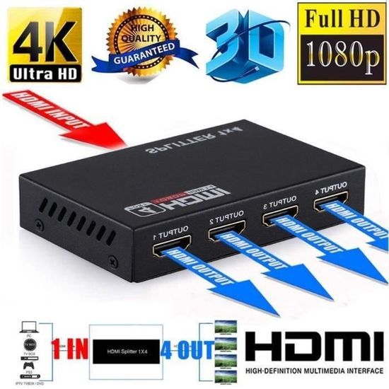 Distributeur Splitter HDMI 1x2 (1 entrée 2 sorties). 4K2K 60Hz