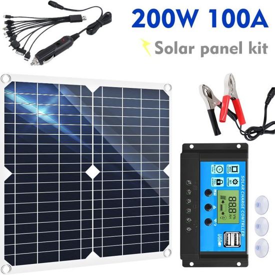 Kit panneau solaire Monocristallin 80W 12V et régulateur 10A à 189,00€