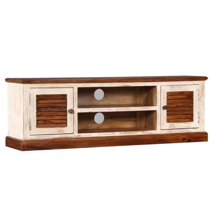 WXS Meuble TV Bois massif de manguier et Sesham 120 x 30 x 40 cm☺☻1
