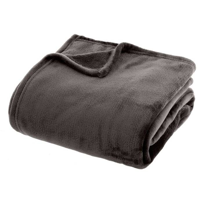 Plaid flanel uni - 180 x 230 cm - Gris foncé