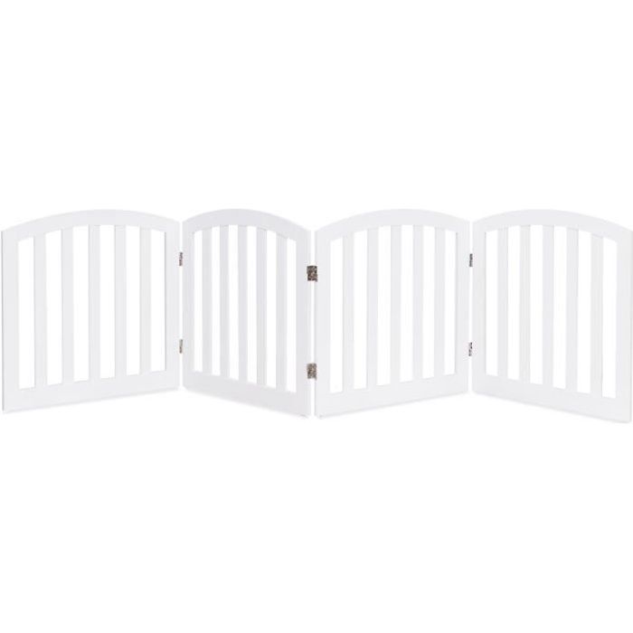 GIANTEX Barrière de Sécurité Pliable en Bois pour Chiens, 4 Panneaux Autoportants pour Salon, Entrée, Escaliers