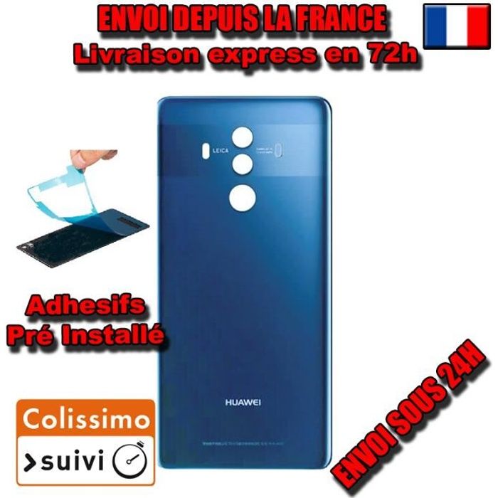 VITRE ARRIERE SUR CHASSIS HuaWei MATE 10 PRO BLEU VITRE AR envoi rapide