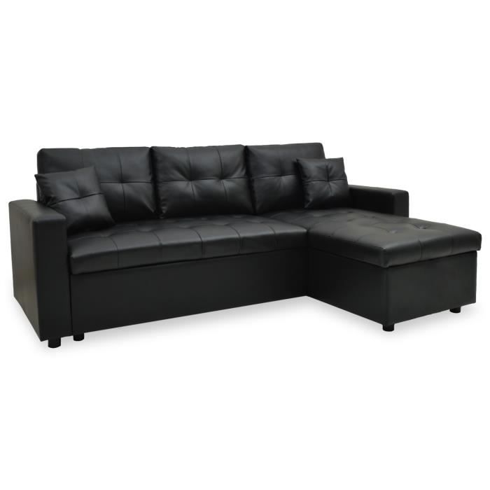 Canapé d'angle droit convertible Noir