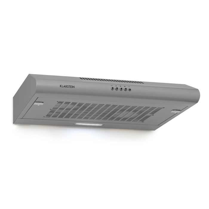 Klarstein Capannina Hotte casquette escamotable 60cm - Débit d'air 166m³-h - Eclairage LED - Acier inoxydable - Argent