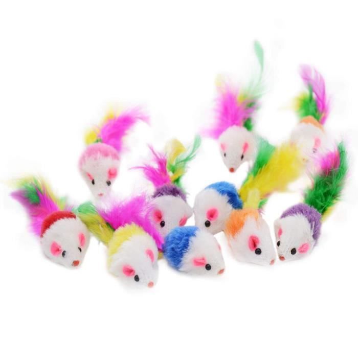 Jouets pour chats colorés 10 pièces-lot - Mini souris, fausse souris, jouet plume, peluche, jouets de je - Type: Random Send -AX2998