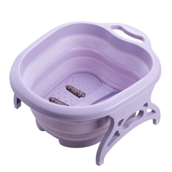 Thalasso Pieds Pliable Bain de Pied Massant en Plastique Baignoire de Bain avec 4 Rouleaux de Massage VIOLET Aw34801