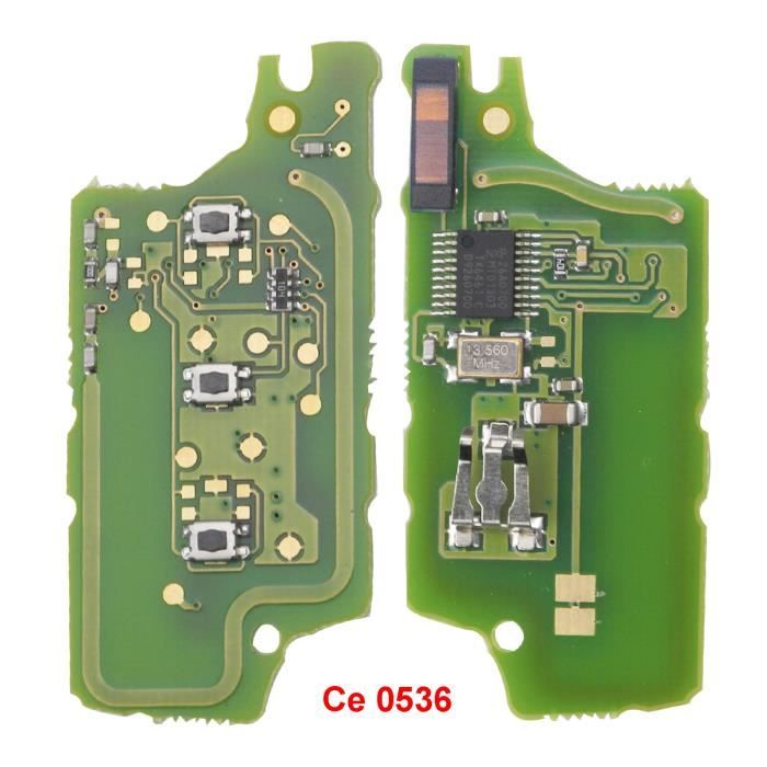 Coque clé,Circuit électronique à 3 boutons, pour citroën C2, C4, C5, C6, Picasso 2008 et Peugeot 207, 307 - Type 3B CE536 - ASK