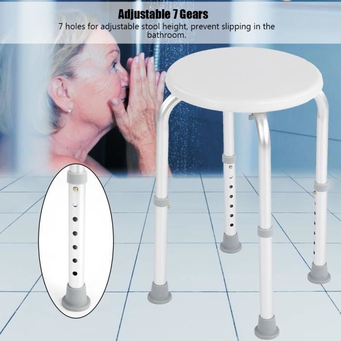 Tabouret de douche Tabouret de douche de bain rond réglable siège de sécurité en alliage d'aluminium soins pour HB042 -LEC