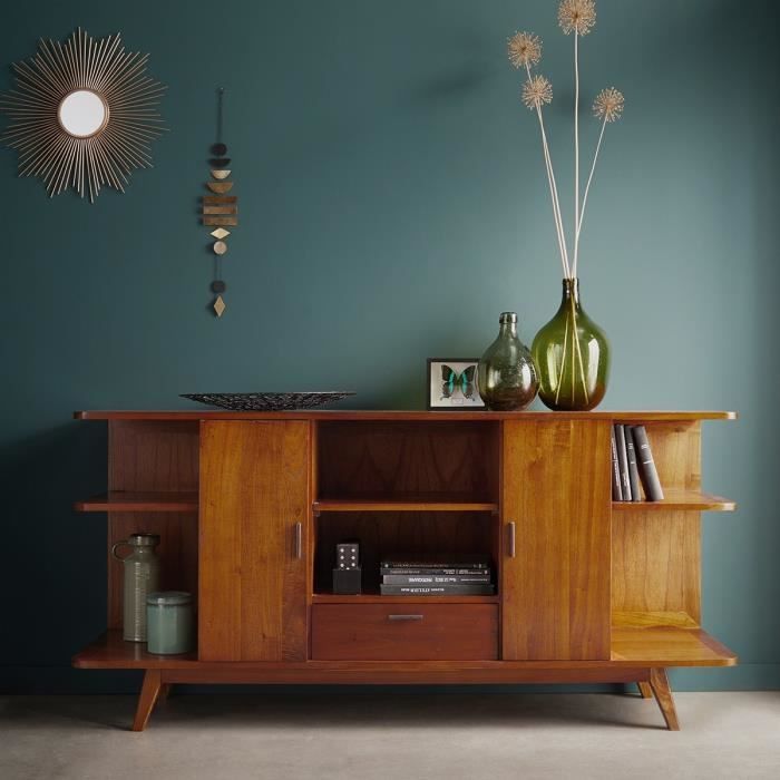 Buffet vintage en bois de mindy 2 portes 1 tiroir BOIS DESSUS BOIS DESSOUS